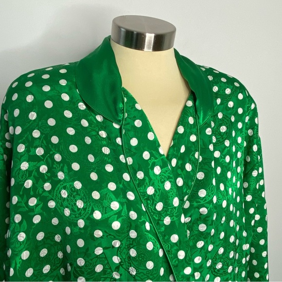 Victoria's Secret Vintage Gold Label Green Polka Dot Robe - Picture 3 of 13